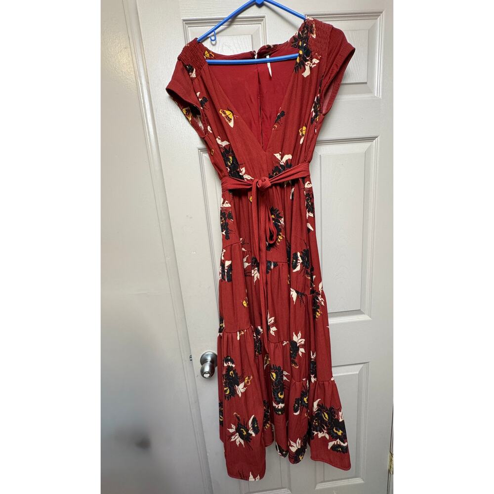 Free People All I Got Deep Red Floral Maxi Dress size 2 - Picture 2 of 9